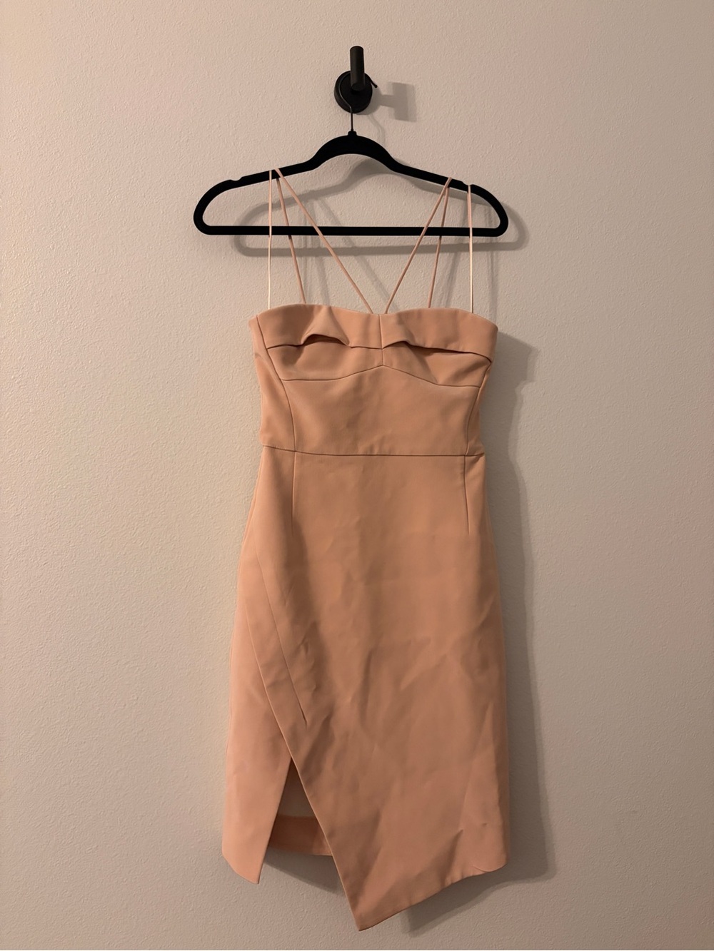 NICHOLAS Blush Strappy Asymmetric Mini Dress